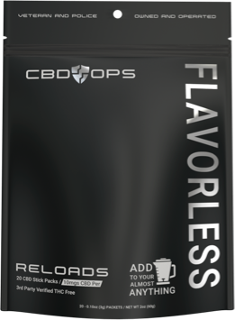 CBDOps flavorless CBD powder packets product.